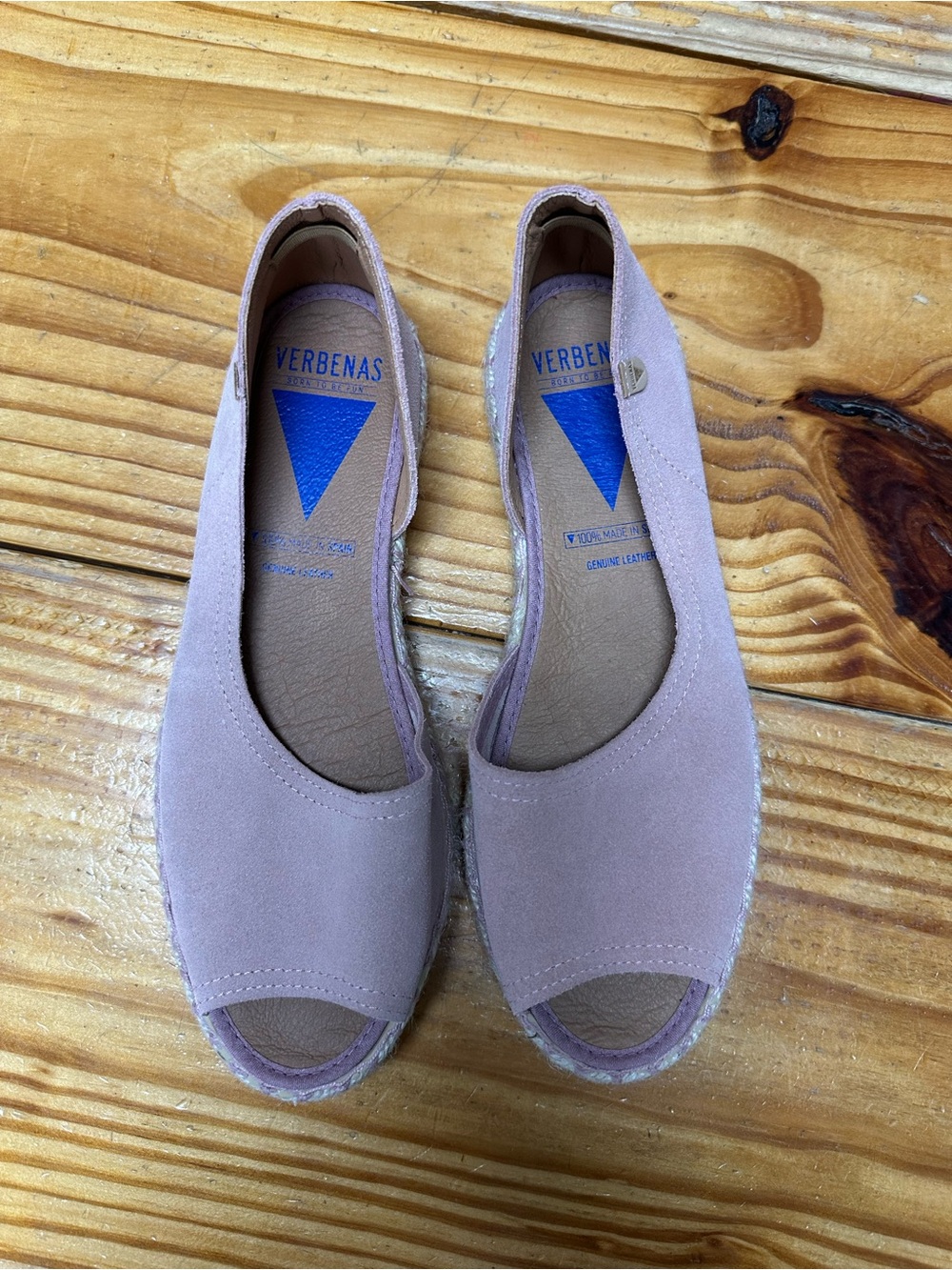 VERBENAS Blush Pink Suede Peep-Toe Espadrille Flats